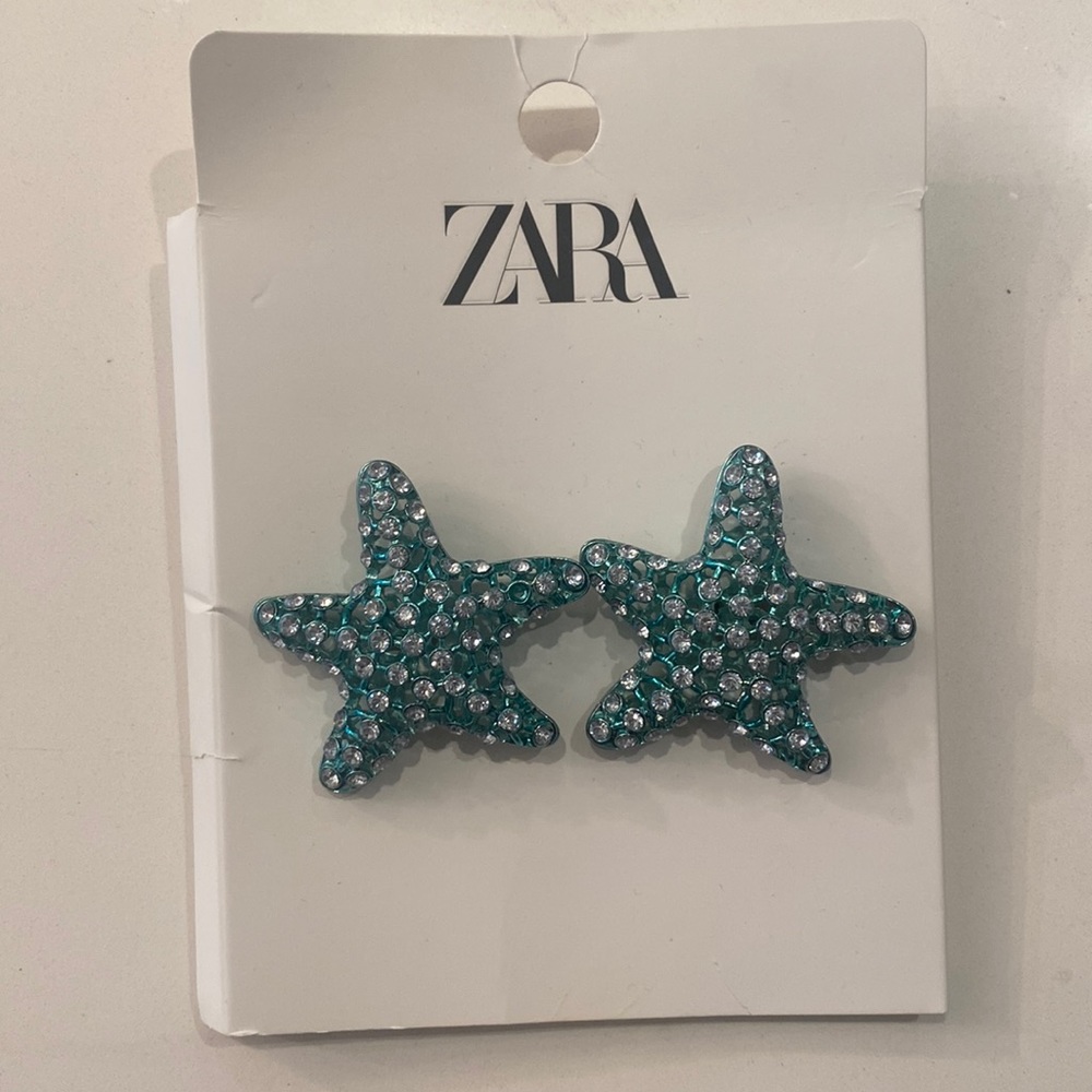 NWT Zara Crystal Starfish Earrings